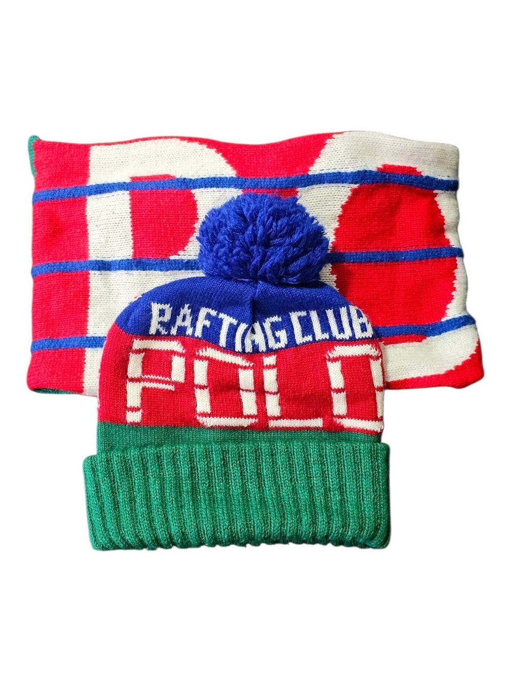 POLO Beanie and Neck Warmer Set - Red, Blue, Green, White